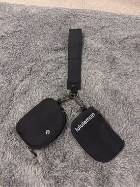 lululemon Black Dual Pouch Wristlet with Strap